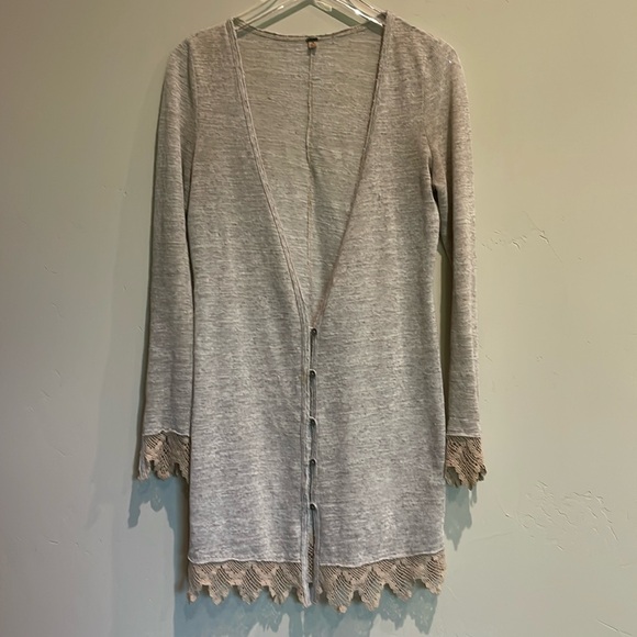 Free People Cardigan / Duster with Lace trim s M - Picture 1 of 5